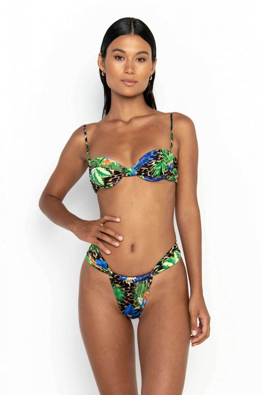 Tops * | Exquisite Gifts Rylee Floral Balconette Bikini Top Leopard