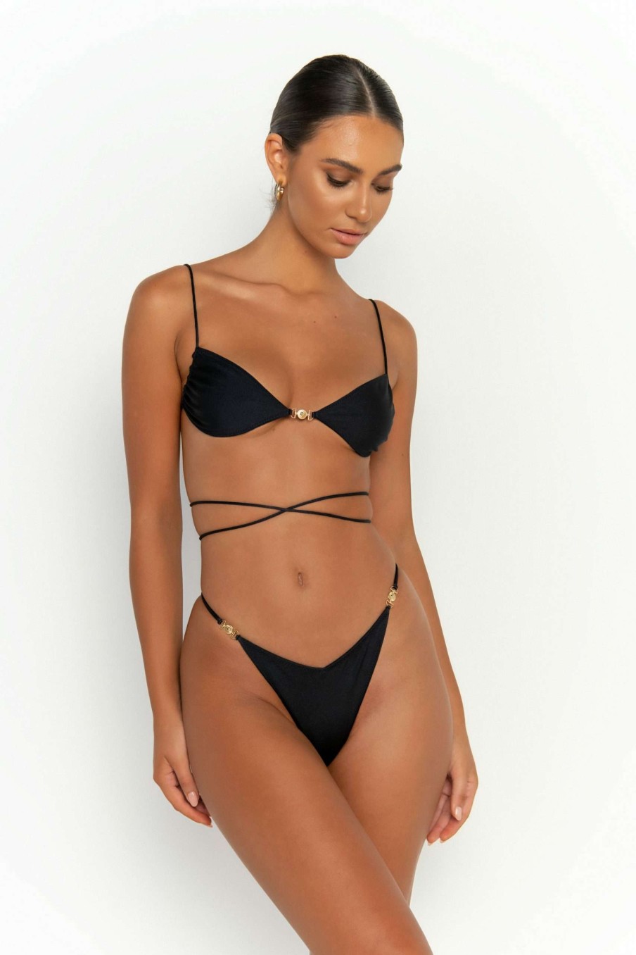 Tops * | New Threads Ella Bralette Bikini Top Nero